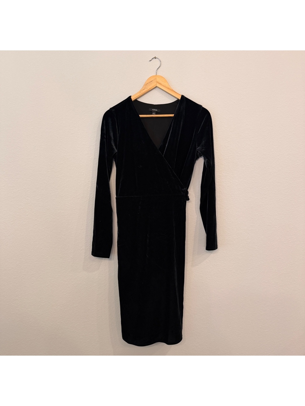 Alfani Womens Velvet Self Tie Wrap Cocktail Dress Small S